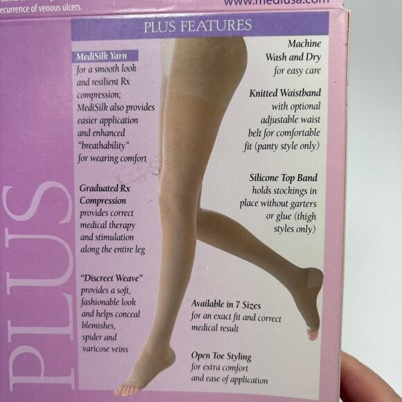 Mediven Plus Compression Stockings 20-30 mmHg Sz VII Open Toe Calf Beige Medical - Picture 8 of 9